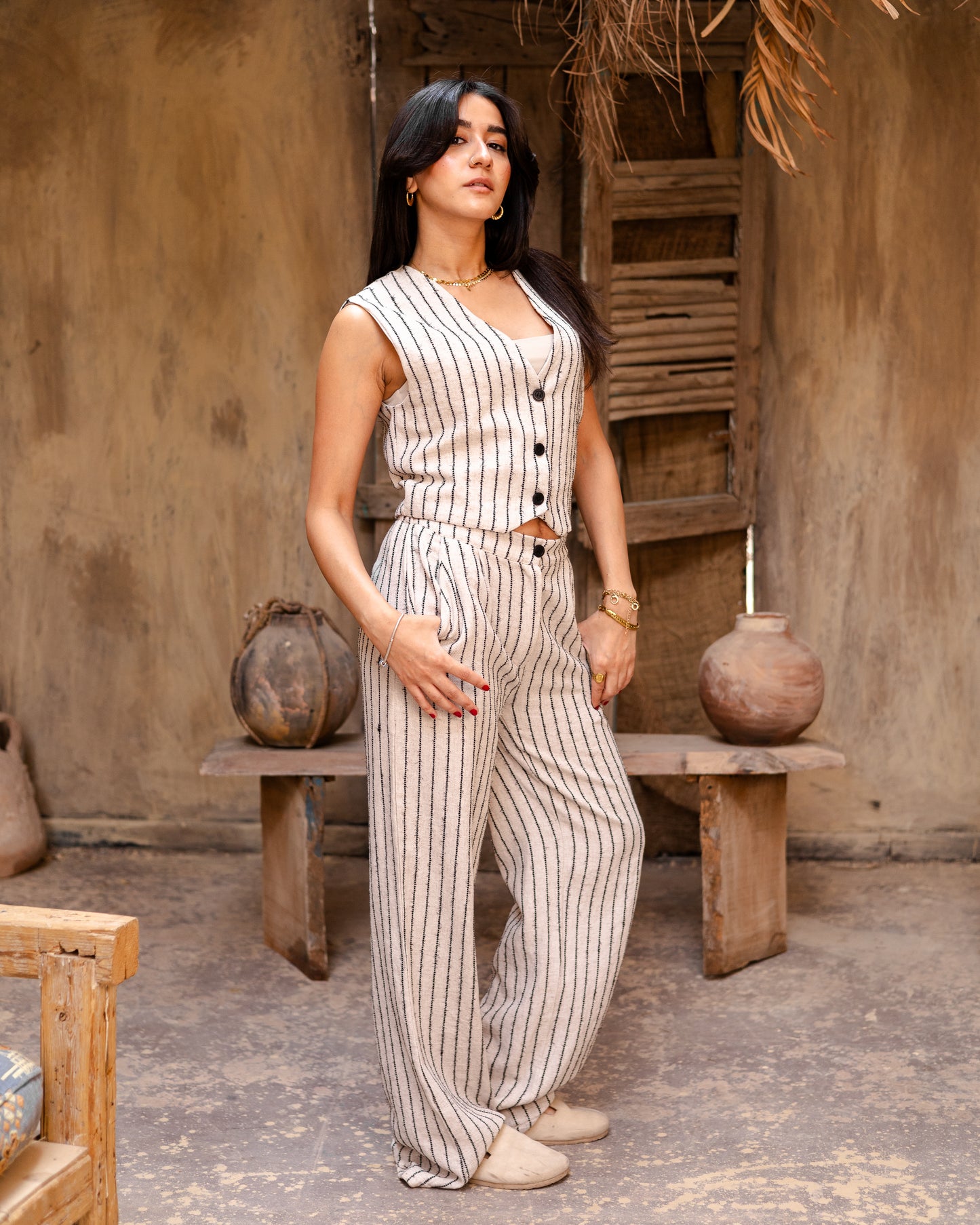 Sahara Pants - Beige x Black