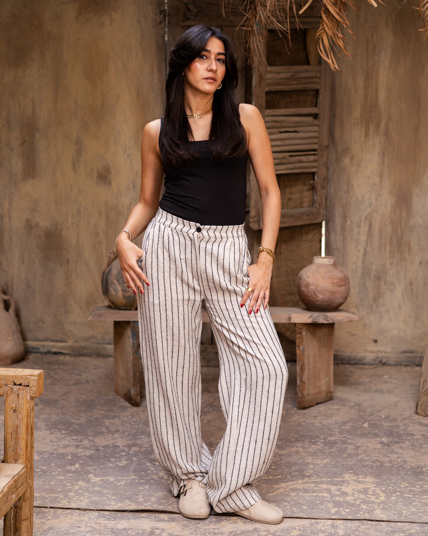 Sahara Pants - Beige x Black