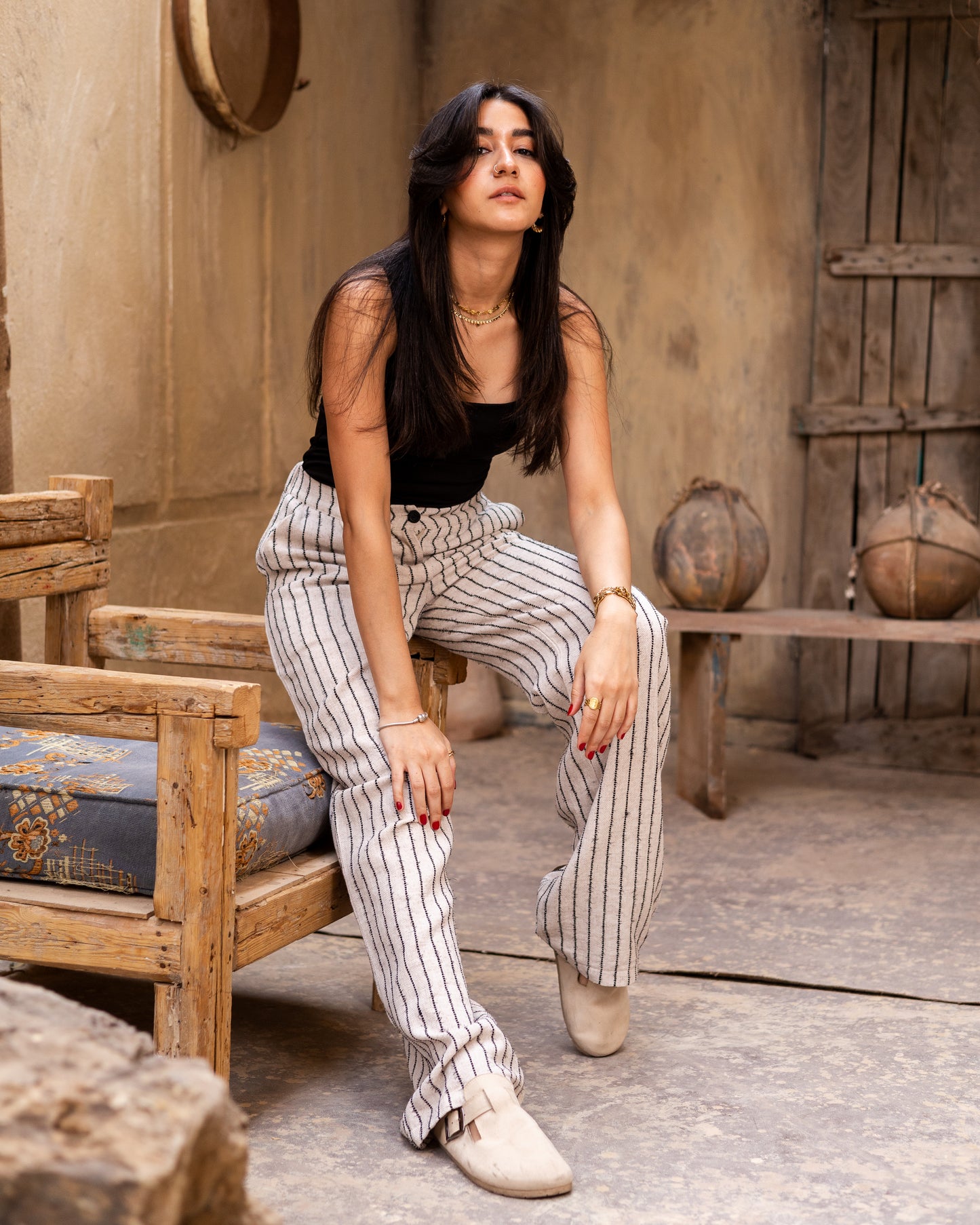 Sahara Pants - Beige x Black