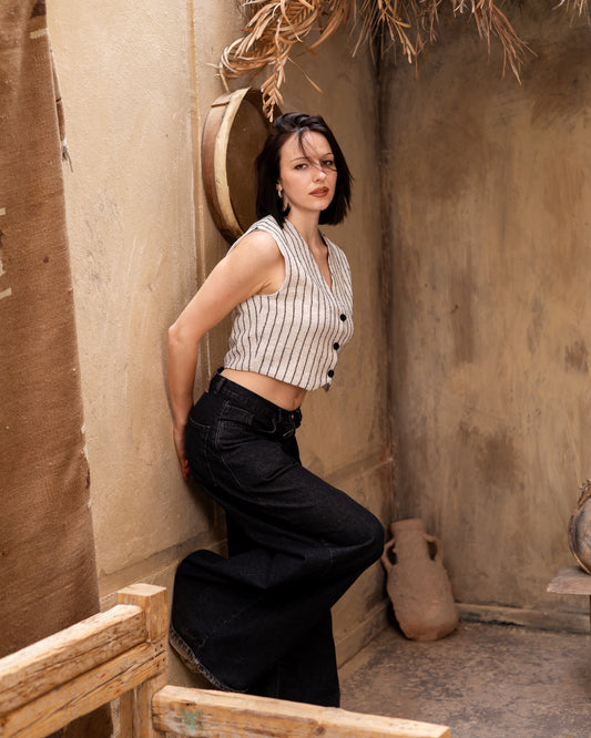 Sahara Vest - Beige x Black