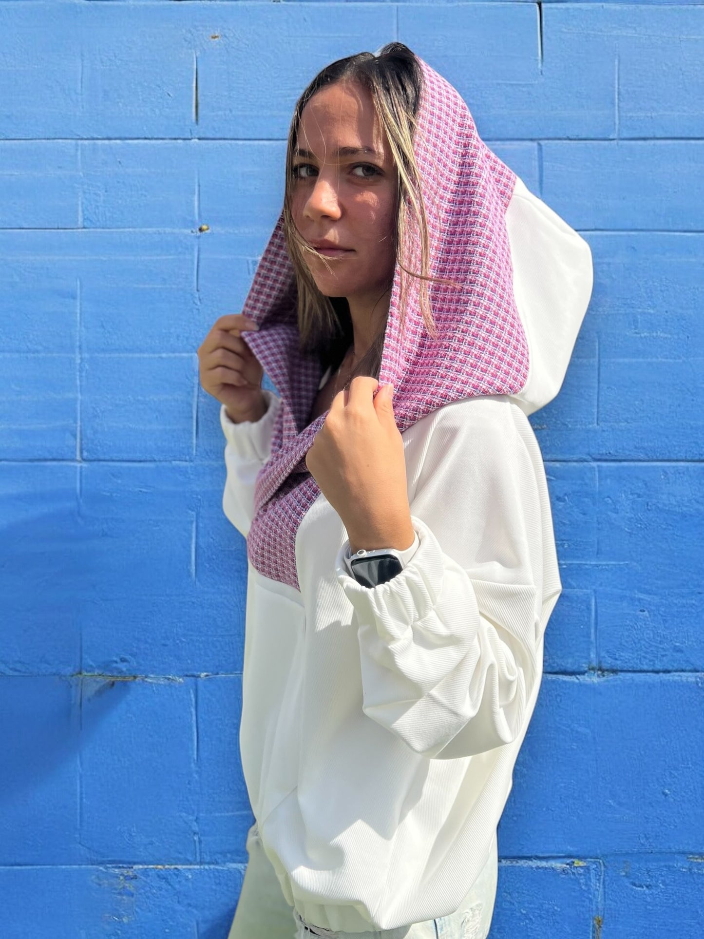 Gypsy Hoodie - White Pink